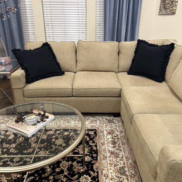 Couch,  Two 20x20 Square Black Pillows w/ Inserts - Picture 3 of 11